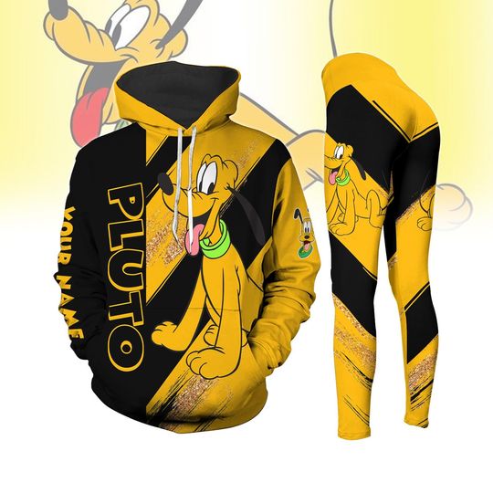 Pluto Hoodie/Leggings, Custom Pluto Dog Hoodie, Disney Pluto Hoodie, Pluto Workout Leggings, Yoga Pants Women, Leggings For Girls