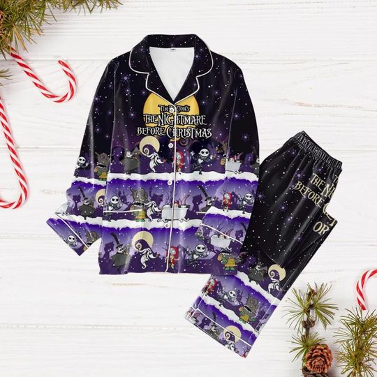 The Nightmare Before Christmas Pajamas, Jack Skellington Shirt, Jack And Sally Pajamas, Lock Shock Barrel Pajamas, Gift For Her