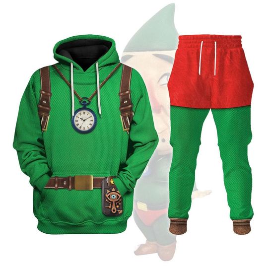 Legend Of Zelda Tingle Armor Costume Cosplay 3D Hoodie, Zelda Characters Jogger Pants, Link Zelda Zip Hoodie, Gamer Sweatshirt