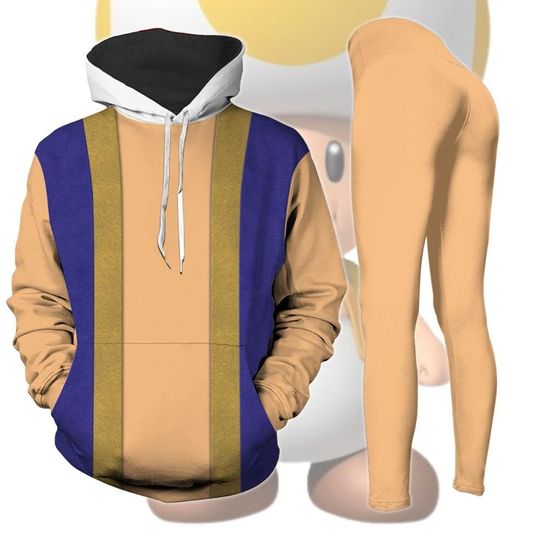 Christmas Toad Super Mario Hoodie Leggings, Super Mario Costume Pants, Game Cosplay Shirt, Mario Character Shirt, Holiday Gift