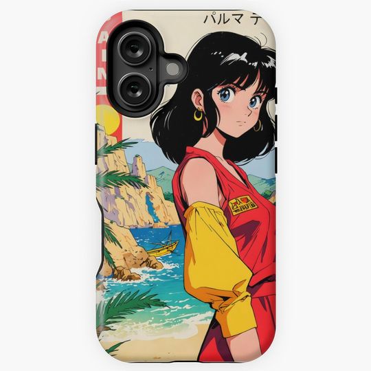Palma de Mallorca Spain Retro Anime Girl 80s Vintage Travel iPhone Case