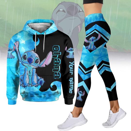 Custom Disney Stitch Hoodie And Leggings, Ohana Means Family Shirt, Lilo And Stitch Shirt, Women Leggings