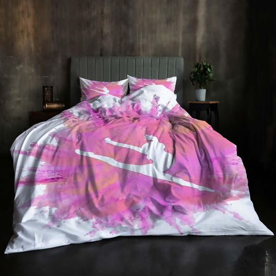 Ballet Dance Gymnast Silhouette Three-Piece Quilt cover Set Gift pillowcase Home Decor Child Gift for Soft Comfortable Bedding Bedroom.