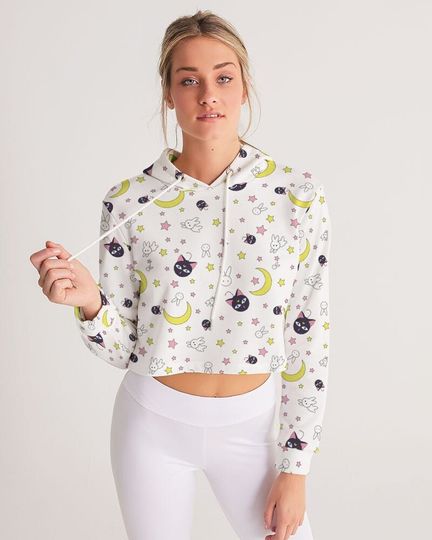 Luna Bunny Moon Women's Cropped Hoodie