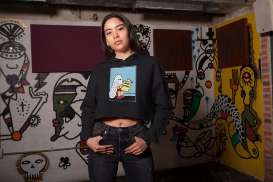 Cute Ghost Vintage Crop Hoodie, Goth Kawaii, Emo Hoodie, Alternative Hoodie, Goth Clothing Women, Goth Clothing Men