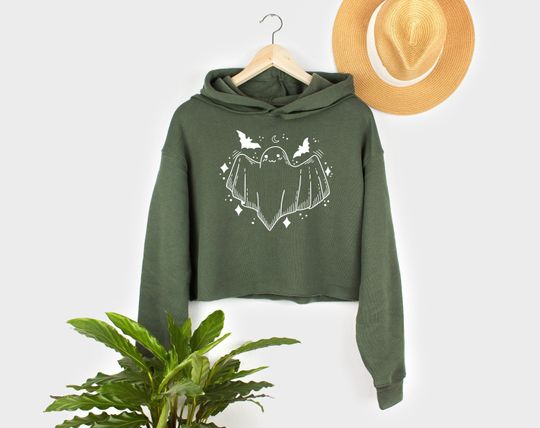 Ghost Cropped Hoodie, Halloween Cropped, Kawaii Ghost Hoodie, Cute Chost Crop, Skoopy Hoodie, Women Halloween Tee