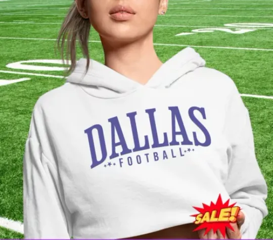 Dallas Football Womens Cropped Hoodie,Game Day Top,Football Fan Apparel for Her