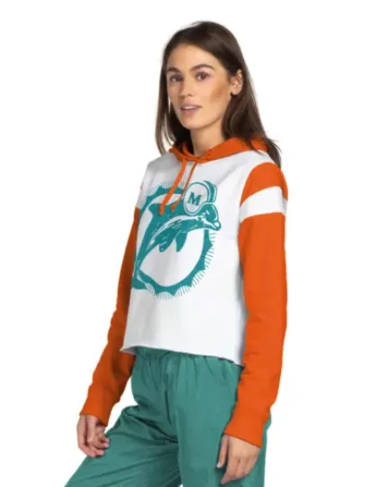 Junk Food Womens football Miami Dolphins Cropped Hoodie