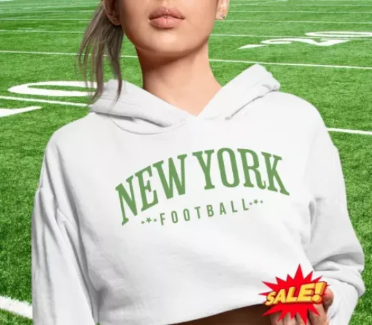 New York Football Womens Cropped Hoodie