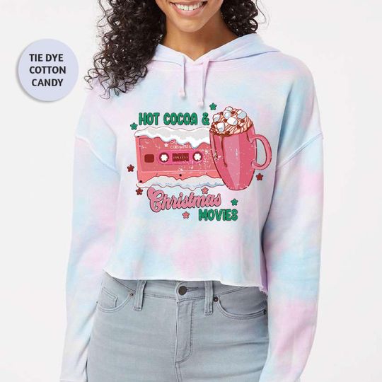 Independent Crop Hooded Sweatshirt - "Hot Cocoa & Christmas Movies" Print