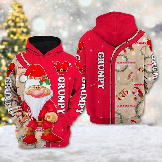 Grumpy Dwarf 3D Sweater, Snow White And The Seven Dwarfs Christmas Hoodie, Christmas Holiday Sweatshirt, Grumpy Xmas Party Shirt