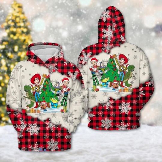 Toy Story Christmas Hoodie, Woody And Jessie All Over Print Hoodie, Cartoon Character Xmas Party 3D Sweater, Magic Kingdom Shirt