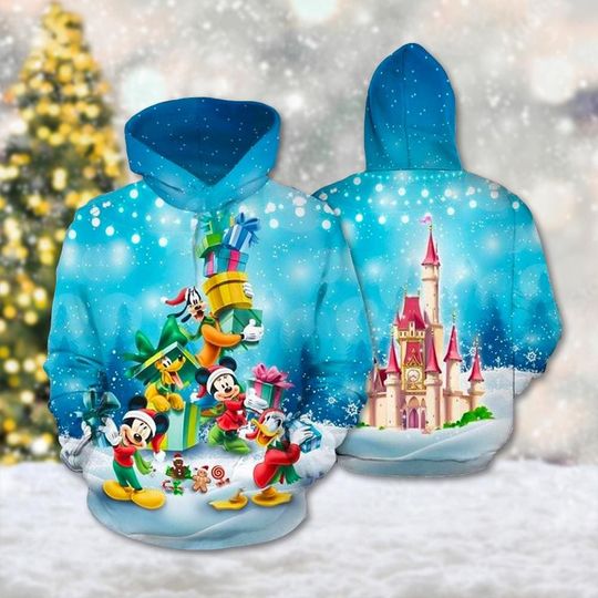 Mickey Mouse And Friends Xmas Hoodie, Minnie Mouse Goofy Donald Duck Xmas Sweater, Cartoon Character 3D Sweatshirt, Magic Kingdom Shirt