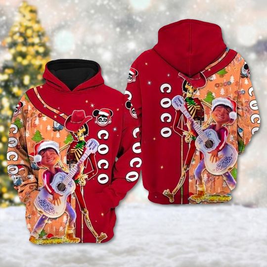 Miguel Coco Christmas Holiday Hoodie, Coco Cartoon Character 3D Sweatshirt, Coco Xmas Party Holiday Sweater, Magic Kingdom Shirt