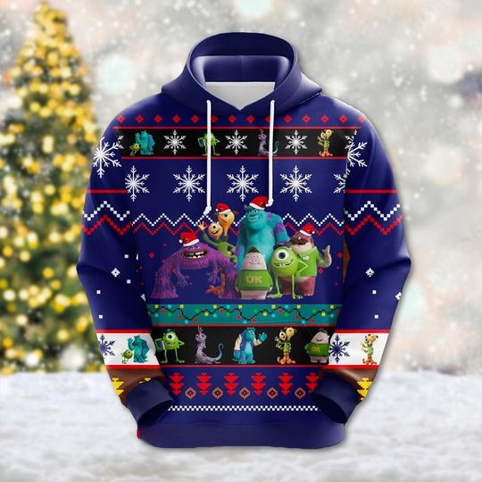 Monsters University Christmas Hoodie, Monsters Inc Xmas Party Sweatshirt, Monsters Sulley All Over Print Hoodie, Magic Kingdom Shirt