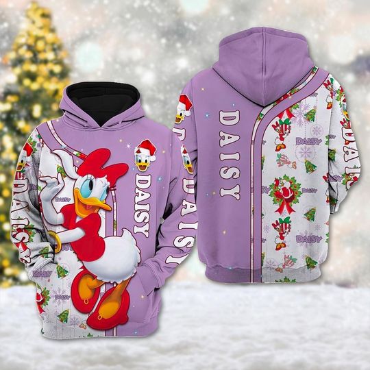 Daisy Duck Merry Christmas Hoodie, Mickey Mouse and Friends 3D Sweatshirt, Daisy Duck Xmas Party Sweater, Magic Kingdom Shirt