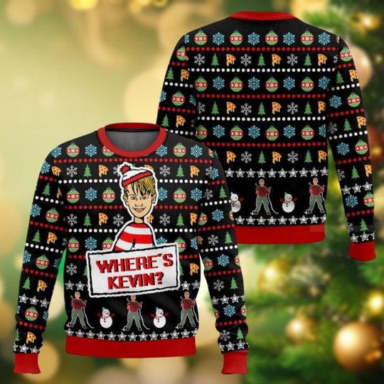 Kevin McCallister Ugly Christmas Sweater, Home Alone Movie Sweater, Christmas Holiday Sweater, Where's Kevin Sweater, Family Sweater