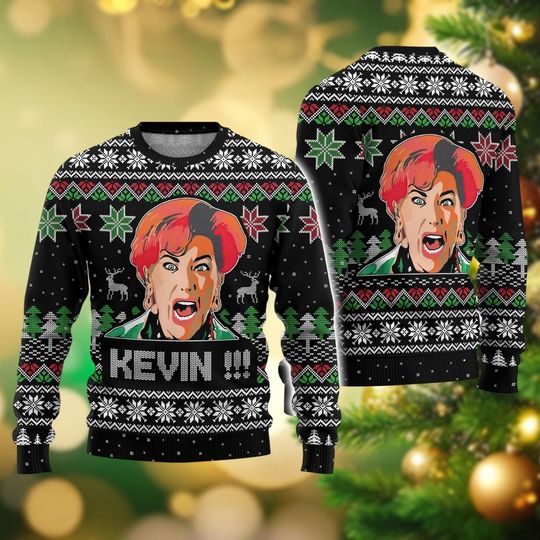 Kevin Home Alone Christmas Sweater, Kate McCallister Women Ugly Christmas Sweater, Movie Xmas Sweater, Funny Gift, Home Alone Shirt