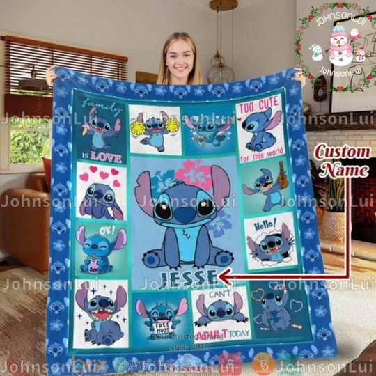 Disney Lilo and Stitch Vintage Quilt Blanket, Stitch Christmas Cozy Quilt Blanket, Bedding Blanket, Christmas Bedding Blanket, Home Decor