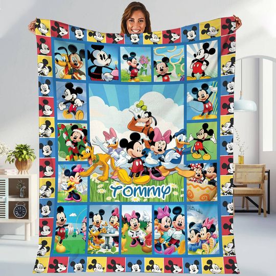Personalized Mickey Mouse And Friends Blanket Mickey Mouse Blanket Mickey Mouse Birthday Gifts Disneyland Christmas Gift For Kids