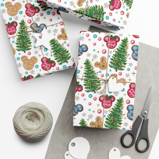 Christmas Wrapping Paper, Disney Christmas Wrapping Paper, Magical Wrapping Paper, Main Street Christmas Paper, Christmas Tree Gingerbread