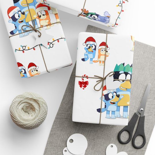 BlueyDad Christmas Wrapping Papers Set, Holiday Gift Wrap, Festive Gift Packaging, Xmas Gift Wrap Paper, Cute Christmas Gift Box Wrap, Children