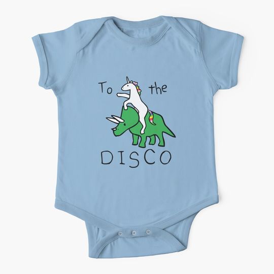 To The Disco (Unicorn Riding Triceratops) Baby One-Piece