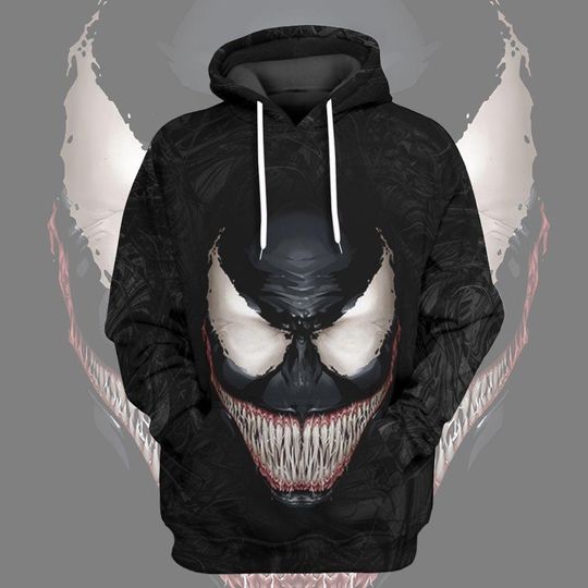 Christmas Venom Cosplay Costume Hoodie, Anti Superhero Holiday Shirt, Venom 3D Cosplay Sweatshirt, Black Monster Tee, Christmas Gifts