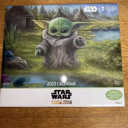 THOMAS KINKADE - MANDALORIAN - 2023 DELUXE WALL CALENDAR BRAND NEW - 874896