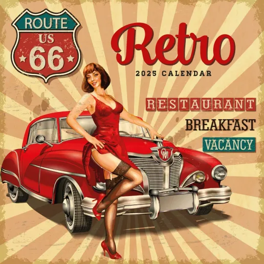 Discover Retro 2025 Square Wall Calendar