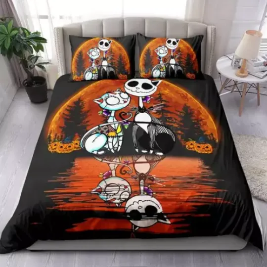 Funny Gift Jack And Sally Cat Full Bedding Set