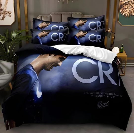Cristiano Ronaldo Duvet Cover, Cristiano Ronaldo Fan Bedding Set,Soccer Duvet Cover Set