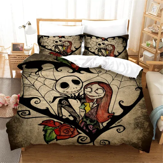 3D Skull Christmas Pattern Bedding Set | Christmas Gift | Christmas Decor