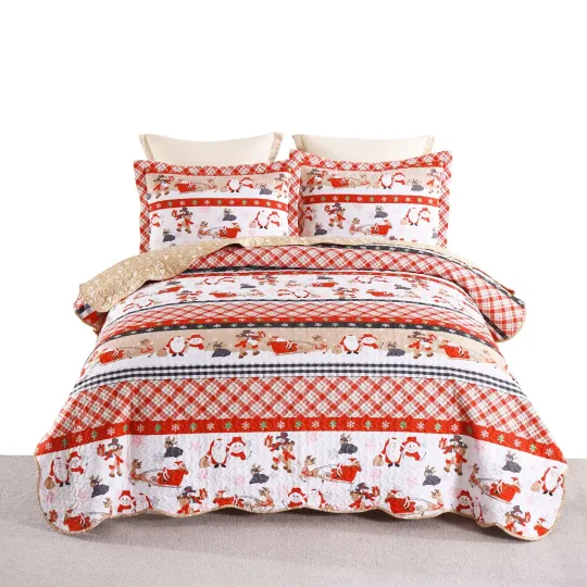 Christmas Plaid Sleigh Bedding Set | Christmas Gift | Christmas Decor