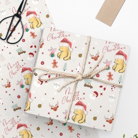 Winnie the Pooh Wrapping Paper Merry Christmas with Piglet