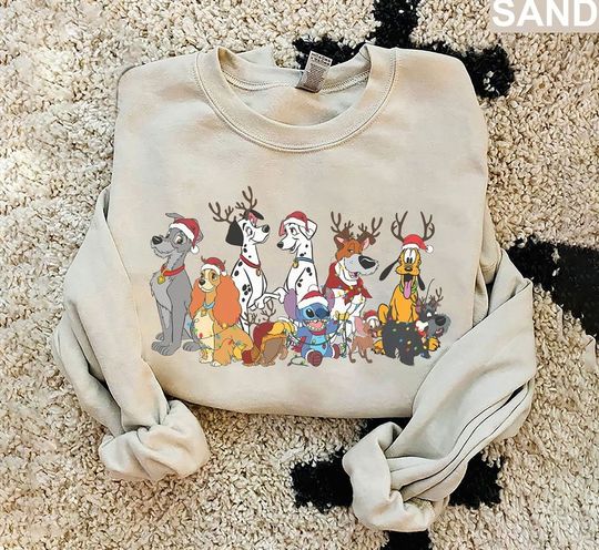 Vintage Merry Christmas Disney Dogs Sweatshirt, Retro Dog Christmas Shirt, Disney Dog Mom Shirt, Dog Lovers Shirt, Disney Christmas 2024 Tee