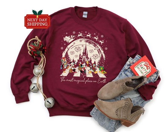 The Most Magical Place On Earth Sweatshirt, Magic Kingdom Christmas, Mickey And Friend Christmas Sweatshirt, Disney Family Christmas Sweatshirt