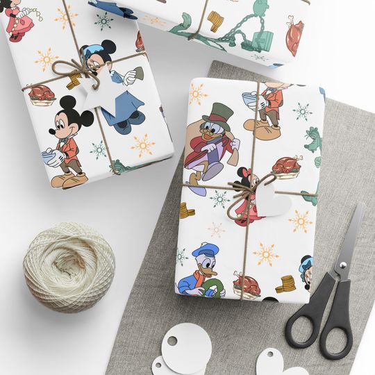 Christmas Carol, Magic Disney Christmas Wrapping Paper  | Holiday Presents Disney Style | Christmas Disney Decor