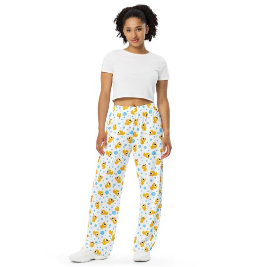 Rubber Ducky Unisex PJ Pants, All Over Print Comfy Loungewear Pants with Pockets, Rubber Ducky Lover Gift for Him or Her, Holiday Pajamas