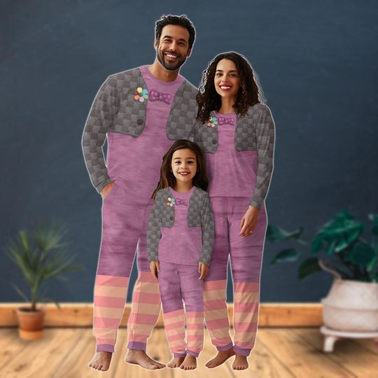 Bing Bong Family Pajamas Set, Inside Out 2 Movie Character Pj Set, Bing Bong Cosplay Pj Set For Dad Mom Kids, Disney Cartoon Xmas Pajam