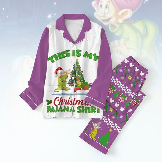 Christmas Dopey Pajamas Set, Disney Cartoon Santa Hat Pj Set, Dopey Seven Dwarfs Holiday Pajamas, Magic Kingdom Gift For Kids Women Man