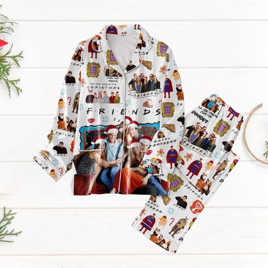 Friends Tv Show Pajamas, Friends Characters Shirt, Friends Movie Xmas Pajamas, Friends Sitcom Xmas Pajamas, Chandler Bing Women Pajamas