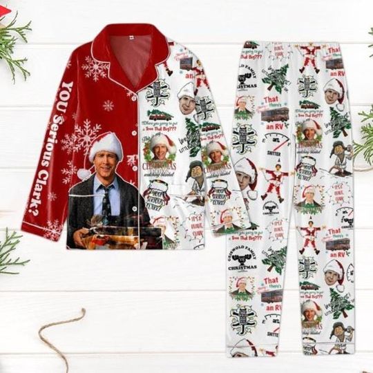 Clark Griswold Holiday Pajamas, You Serious Clark Pajamas, National Lampoons Xmas Pajamas, Griswolds Movie Tree Farm Pajamas