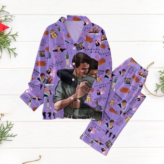 Friends Chandler Bing Pajamas, Friends TV Show Pajamas, Friends Characters Christmas Pajamas, Friends Sitcom Shirt, Chandler Bing Shirt