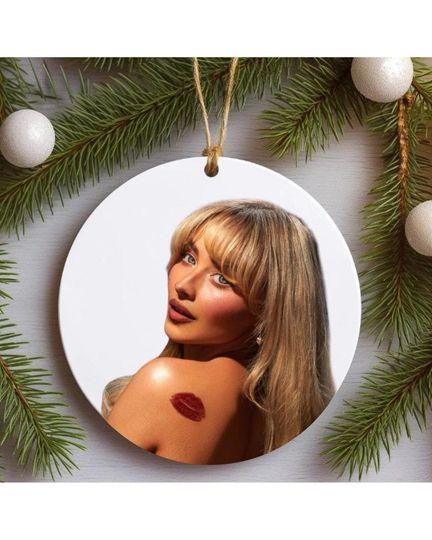 Sabrina Carpenter Christmas Ornament - Pop Star Ceramic Holiday Decor | Trendy Tree Ornament | Fan Gift Boxed w Ribbon | Cute Xmas Merch