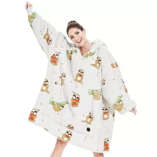 Wearable Blanket Hoodie, Oversized Sherpa Sweatshirt Blanket for Adults Kids