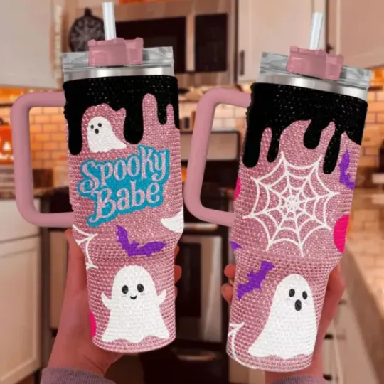 Christmas Rhinestone Diamond 40oz Tumbler,Merry Grin Bedazzled Bling Mug