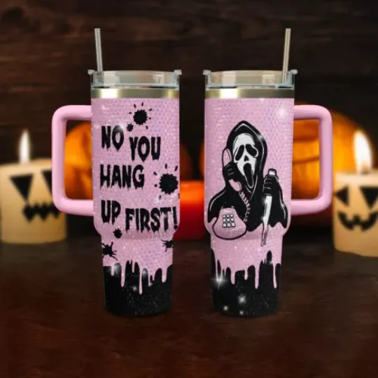 Halloween GhostFace RhinestoneDiamond 40oz Tumbler,No You Hang Up Bling Tumbler