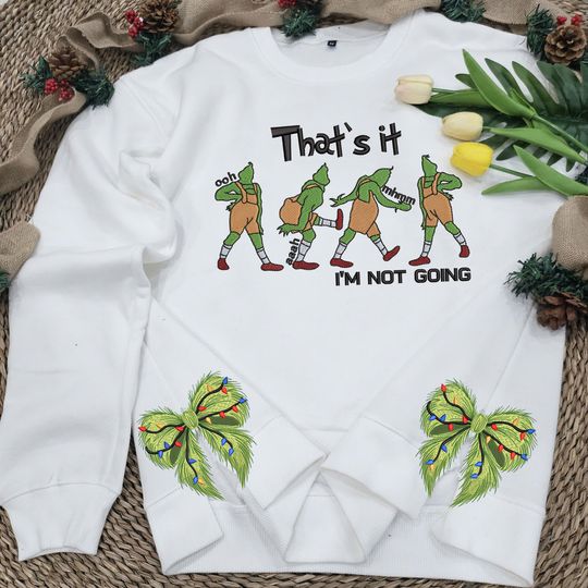 Embroidered Grin Bow Sweatshirt, Coquette Grin Sweatshirt, Trendy Coquette Bow, Grin Christmas Sweatshirt, Holiday Coquette Bow