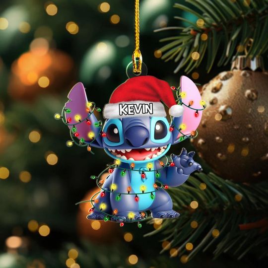 Personalized Disney Stitch Christmas Ornament, Stitch Christmas Decor, Lilo and Stitch, Disney Keepsake, Disney Trip, Disney World Gift